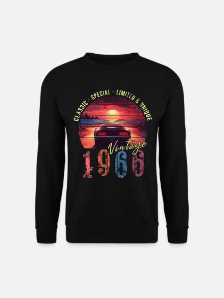 Vintage 1966 Geburtstag Synthwave Geburtsjahr 1966 - Unisex Pullover - Schwarz