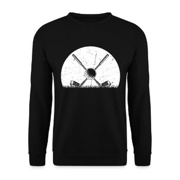 Retro Golf Player Sunset Golf Ball Golfer - Unisex Pullover - Schwarz - Vorne - Alina (178cm) & Michal (187cm)