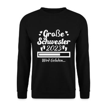 Kinder Ich werde Große Schwester 2023 - Unisex Pullover - Schwarz - Vorne - Alina (178cm) & Michal (187cm)