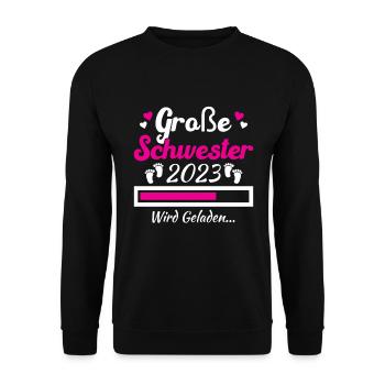 Kinder Ich werde Große Schwester 2023 - Unisex Pullover - Schwarz - Vorne - Alina (178cm) & Michal (187cm)