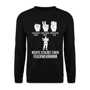 Feuerwehrmann Feuerwehr - Unisex Pullover - Schwarz - Vorne - Alina (178cm) & Michal (187cm)