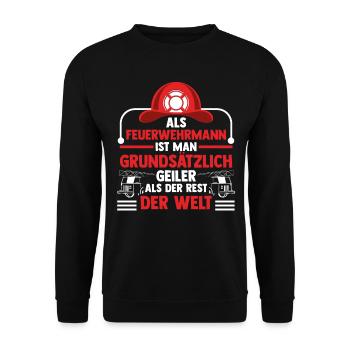 Feuerwehrmann Feuerwehr - Unisex Pullover - Schwarz - Vorne - Alina (178cm) & Michal (187cm)