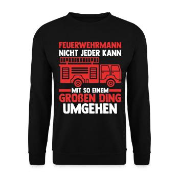 Feuerwehrauto Feuerwehrmann Feuerwehr - Unisex Pullover - Schwarz - Vorne - Alina (178cm) & Michal (187cm)