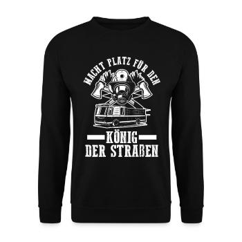 Feuerwehrmann Feuerwehr - Unisex Pullover - Schwarz - Vorne - Alina (178cm) & Michal (187cm)
