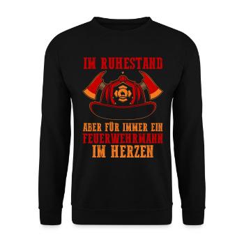 Feuerwehrmann Rentner Ruehstand Rante Feuerwehr - Unisex Pullover - Schwarz - Vorne - Alina (178cm) & Michal (187cm)