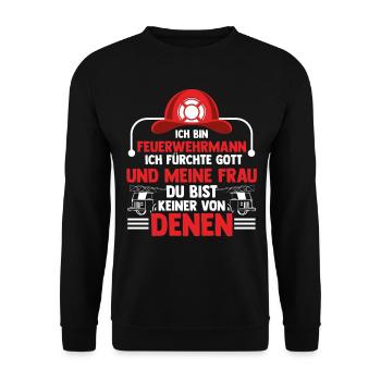 Feuerwehrmann Feuerwehr - Unisex Pullover - Schwarz - Vorne - Alina (178cm) & Michal (187cm)
