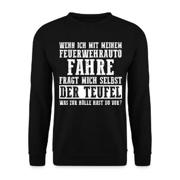 Feuerwehrmann Feuerwehr - Unisex Pullover - Schwarz - Vorne - Alina (178cm) & Michal (187cm)