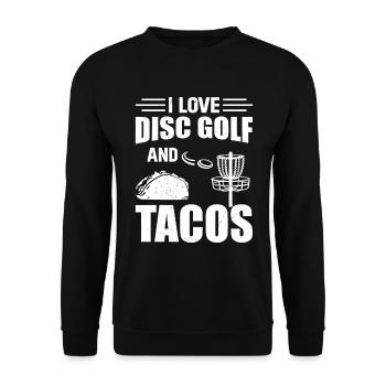 I Love Disc Golf And Tacos - Disc Golf Player Disc - Unisex Pullover - Schwarz - Vorne - Alina (178cm) & Michal (187cm)