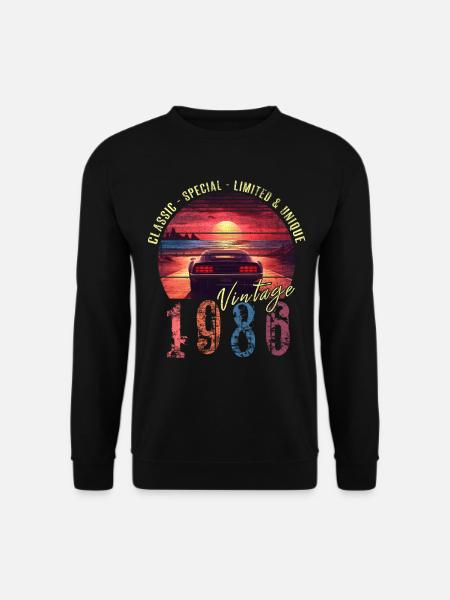 Vintage 1986 Geburtstag Synthwave Geburtsjahr 1986 - Unisex Pullover - Schwarz