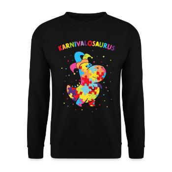 Kölner Karneval Dinosaurier Konfetti Kostümersatz - Unisex Pullover - Schwarz - Vorne - Alina (178cm) & Michal (187cm)