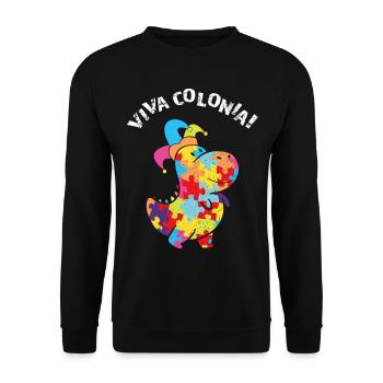 Viva Colonia Cologne Carnival Confetti Dino Kölle - Unisex Sweatshirt - black - Front - Alina (178cm) & Michal (187cm)