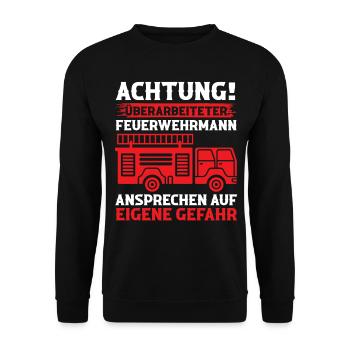 Feuerwehrmann Feuerwehr - Unisex Pullover - Schwarz - Vorne - Alina (178cm) & Michal (187cm)