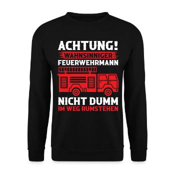 Feuerwehrmann Feuerwehr - Unisex Pullover - Schwarz - Vorne - Alina (178cm) & Michal (187cm)