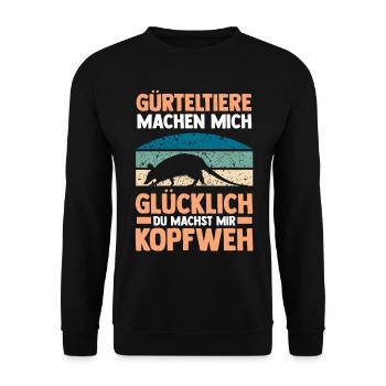 Gürteltier - Unisex Pullover - Schwarz - Vorne - Alina (178cm) & Michal (187cm)