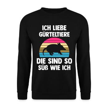 Gürteltier - Unisex Pullover - Schwarz - Vorne - Alina (178cm) & Michal (187cm)
