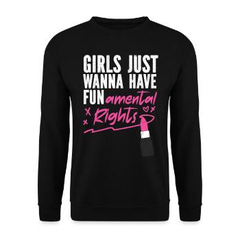 Feminist Lipstick Girls Just Wanna - Unisex Pullover - Schwarz - Vorne - Alina (178cm) & Michal (187cm)