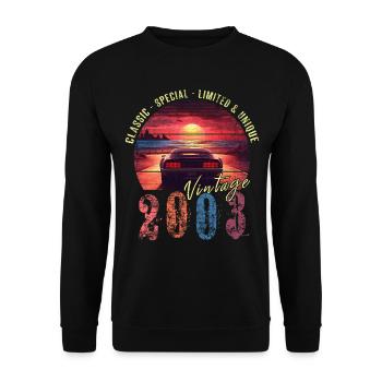 Vintage 2003 Birthday Synthwave Year of birth 2003 - Unisex Sweatshirt - black - Front - Alina (178cm) & Michal (187cm)