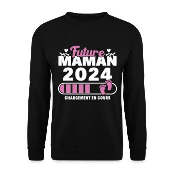 Future maman 2024 chargement en cours - Sweat-shirt Unisexe - noir - Devant - Alina (178cm) & Michal (187cm)