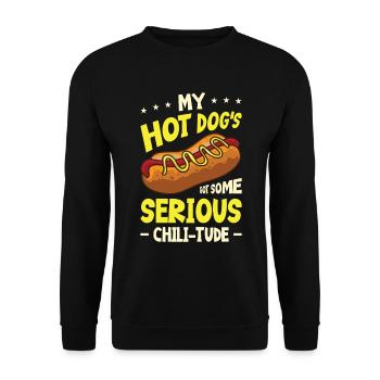 Chili Dog Hot dog Sausage Fastfood - Unisex Sweatshirt - black - Front - Alina (178cm) & Michal (187cm)