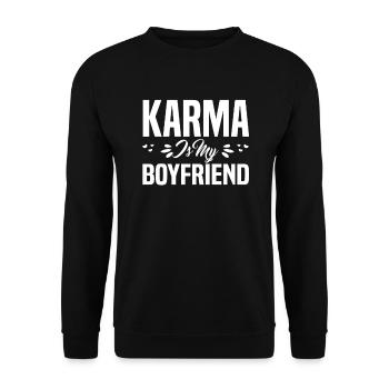 Groovy Hippie Karma est mon petit ami - Sweat-shirt Unisexe - noir - Devant - Alina (178cm) & Michal (187cm)
