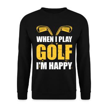 Quand je joue au golf, je suis heureux - Joueur de golf - Sweat-shirt Unisexe - noir - Devant - Alina (178cm) & Michal (187cm)