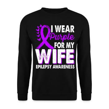 Wear purple for the month of the - Unisex Sweatshirt - black - Front - Alina (178cm) & Michal (187cm)