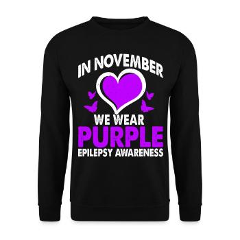 In November we wear Purple Epilepsy Awareness - Unisex Sweatshirt - black - Front - Alina (178cm) & Michal (187cm)