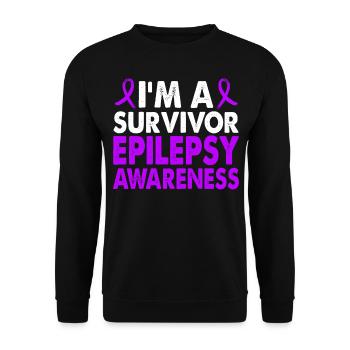 Survivor Epilepsy Awareness Month Purple Band - Unisex Sweatshirt - black - Front - Alina (178cm) & Michal (187cm)