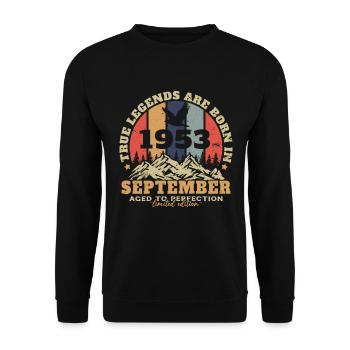 Vintage Nées En Septembre 1953 Cadeau - Sweat-shirt Unisexe - noir - Devant - Alina (178cm) & Michal (187cm)
