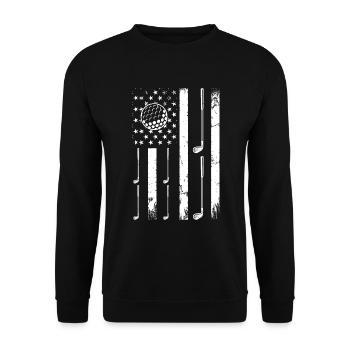 Golfing America Flag Golfer Golfing Golf Player - Sweat-shirt Unisexe - noir - Devant - Alina (178cm) & Michal (187cm)