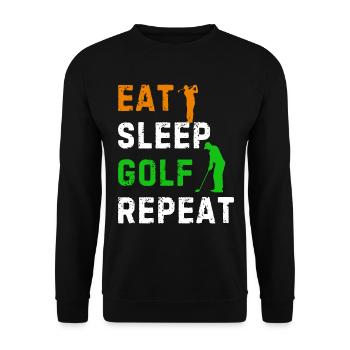 Golfing Golf Player Golfer - Eat Sleep Golf Repeat - Unisex Pullover - Schwarz - Vorne - Alina (178cm) & Michal (187cm)