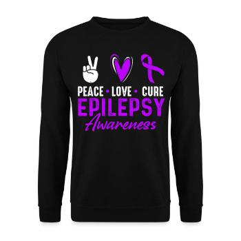 Peace Love Cure Epilepsy Awareness Month Purple - Unisex Sweatshirt - black - Front - Alina (178cm) & Michal (187cm)