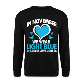 In November we wear light blue - Unisex Sweatshirt - black - Front - Alina (178cm) & Michal (187cm)