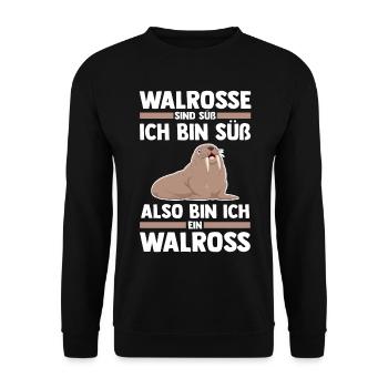 Walross - Unisex Pullover - Schwarz - Vorne - Alina (178cm) & Michal (187cm)