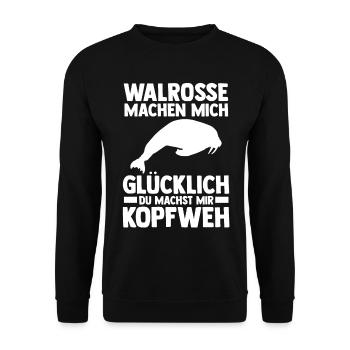 Walross - Unisex Pullover - Schwarz - Vorne - Alina (178cm) & Michal (187cm)