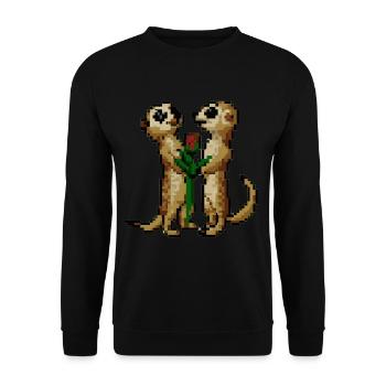 Pixel motif, cute meerkats in love - Unisex Sweatshirt - black - Front - Alina (178cm) & Michal (187cm)
