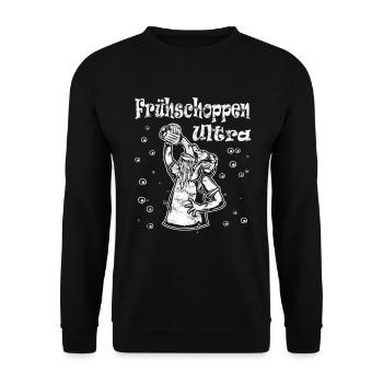 Frühschoppen Ultra Man with Beer white - Unisex Pullover - Schwarz - Vorne - Alina (178cm) & Michal (187cm)