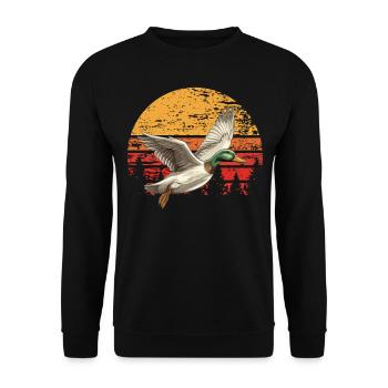 Retro Duck Hunt Sunset Flying - Unisex Sweatshirt - black - Front - Alina (178cm) & Michal (187cm)