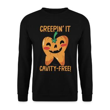 Creeping free from tooth decay! - Unisex Sweatshirt - black - Front - Alina (178cm) & Michal (187cm)