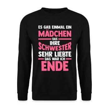 Familie Schwester - Unisex Pullover - Schwarz - Vorne - Alina (178cm) & Michal (187cm)