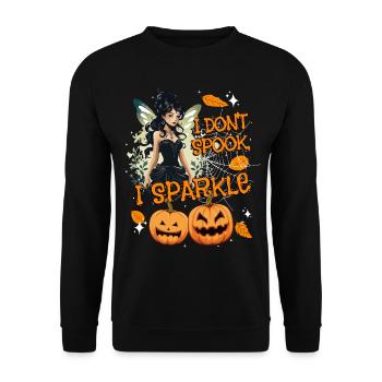 Halloween-Fee Verkleidung I don't spook, I sparkle - Unisex Pullover - Schwarz - Vorne - Alina (178cm) & Michal (187cm)