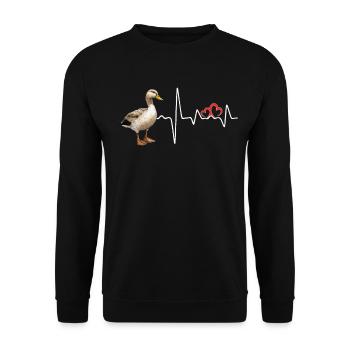 Entenjagd Liebesherzschlag Entenjäger - Unisex Pullover - Schwarz - Vorne - Alina (178cm) & Michal (187cm)