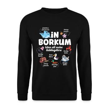 Borkum Nordsee Urlaub - Unisex Pullover - Schwarz - Vorne - Alina (178cm) & Michal (187cm)