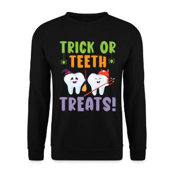Truc ou friandise pour les dents! - Sweat-shirt Unisexe - noir - Devant - Alina (178cm) & Michal (187cm)