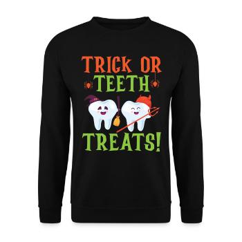 Truc ou friandises de dents! - Sweat-shirt Unisexe - noir - Devant - Alina (178cm) & Michal (187cm)