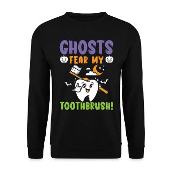 Les fantômes craignent ma brosse à dents! - Sweat-shirt Unisexe - noir - Devant - Alina (178cm) & Michal (187cm)