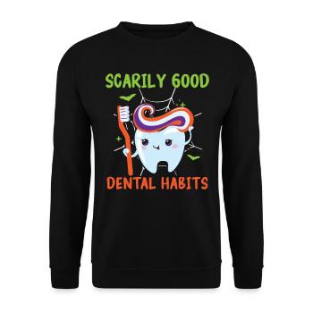 Des habitudes de soins dentaires effrayantes. - Sweat-shirt Unisexe - noir - Devant - Alina (178cm) & Michal (187cm)