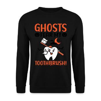 Les fantômes craignent ma brosse à dents! - Sweat-shirt Unisexe - noir - Devant - Alina (178cm) & Michal (187cm)