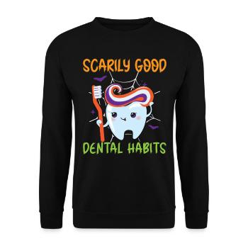 Des habitudes dentaires effrayantes. - Sweat-shirt Unisexe - noir - Devant - Alina (178cm) & Michal (187cm)