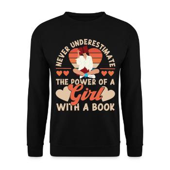 Feminist Retro Never Underestimate - Unisex Pullover - Schwarz - Vorne - Alina (178cm) & Michal (187cm)